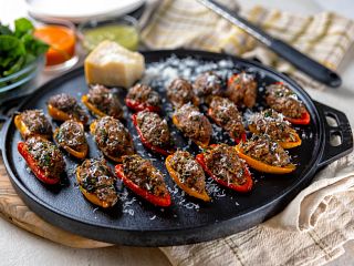 Beef & Couscous Stuffed Baby Bell Peppers